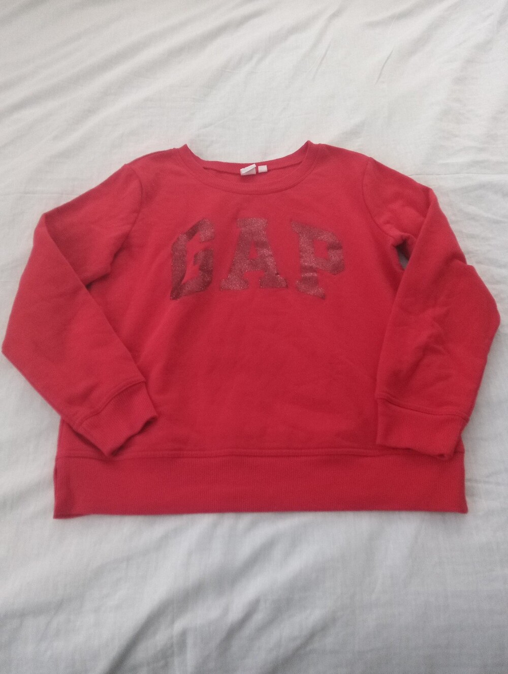 GAP Red Glitter Logo Pullover Sweatshirt M